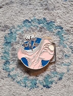 Pink Floyd Pink and Blue Enamel Belt Buckle - The Wall Design